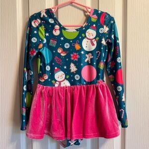 NWOT Cheeky Plum 4T Festive Snowman Long Sleeve Leotard